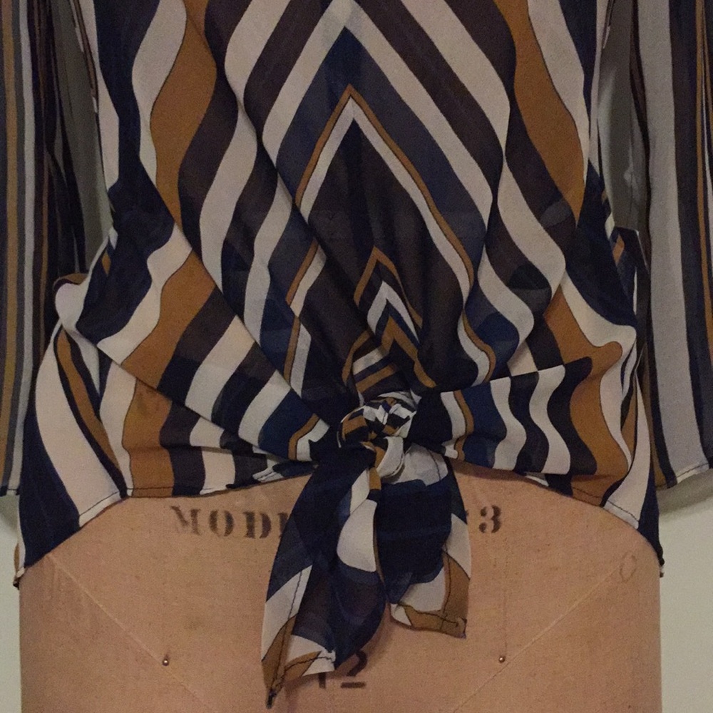 ZARA basic bias striped blouse - Picture 2 of 5